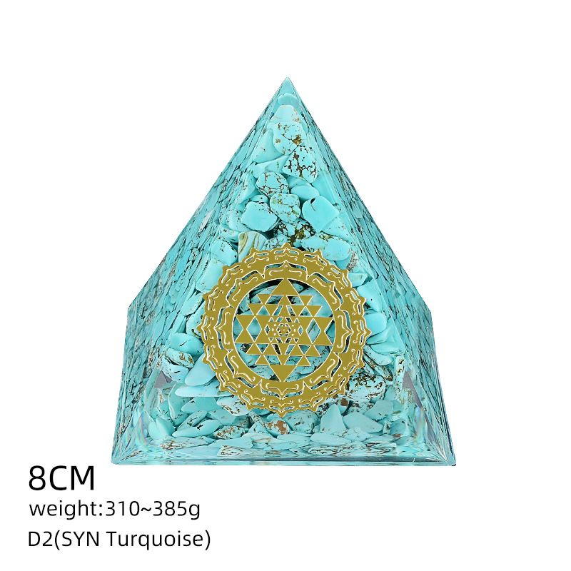 Pirâmide de cristal natural de 8cm Casa criativa europeia e americana Ornamento de mesa Yoga Resina de meditação Pirâmide de epóxi