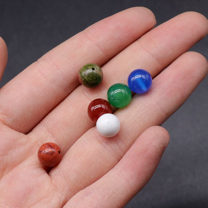Contas de meio orifício de 1600-8mm, contas redondas de meio orifício de ágata de cristal natural, contas soltas Brincos de viga DIY acessórios de incrustação