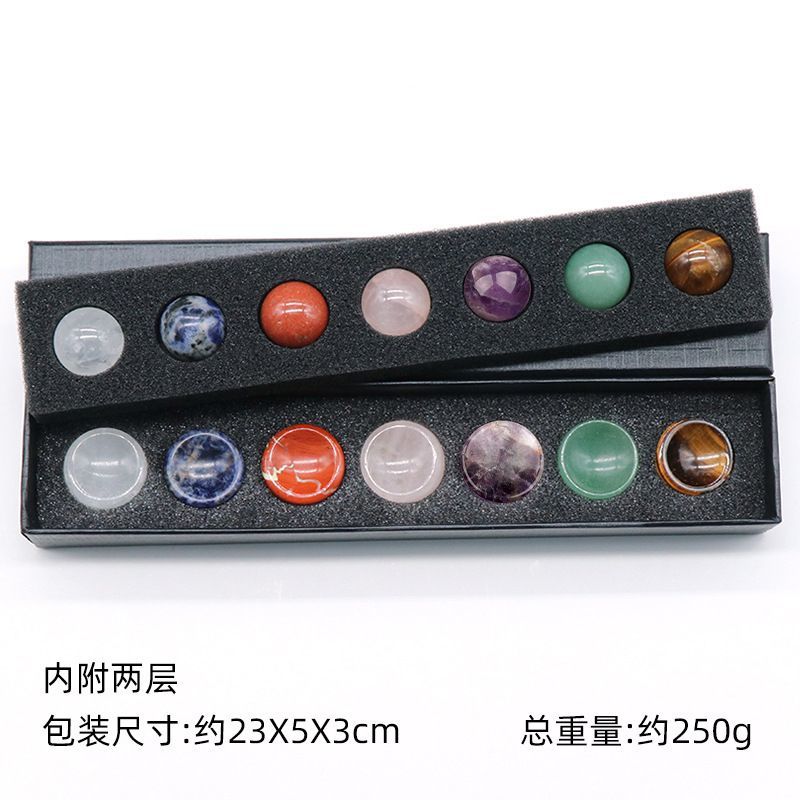 1497-Conjunto de bolas pequenas de 14 peças, base de cristal natural conjunto de bolas de 20 mm, enfeite de chakra colorido para casa