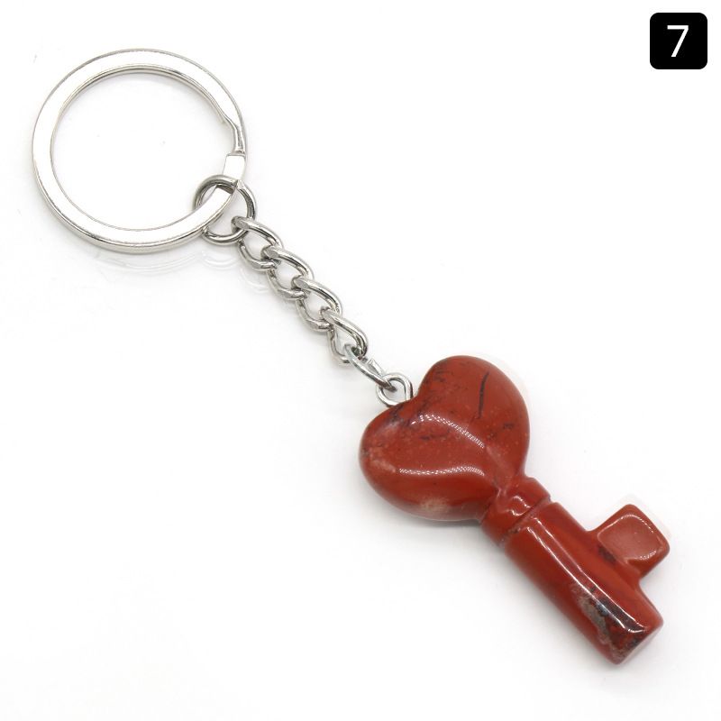 1569 - Chaveiro de Coração de Cristal Natural Chaveiro de Coração Pingente de Fechadura em Forma de Coração DIY Acessório Criativo de Pingente
