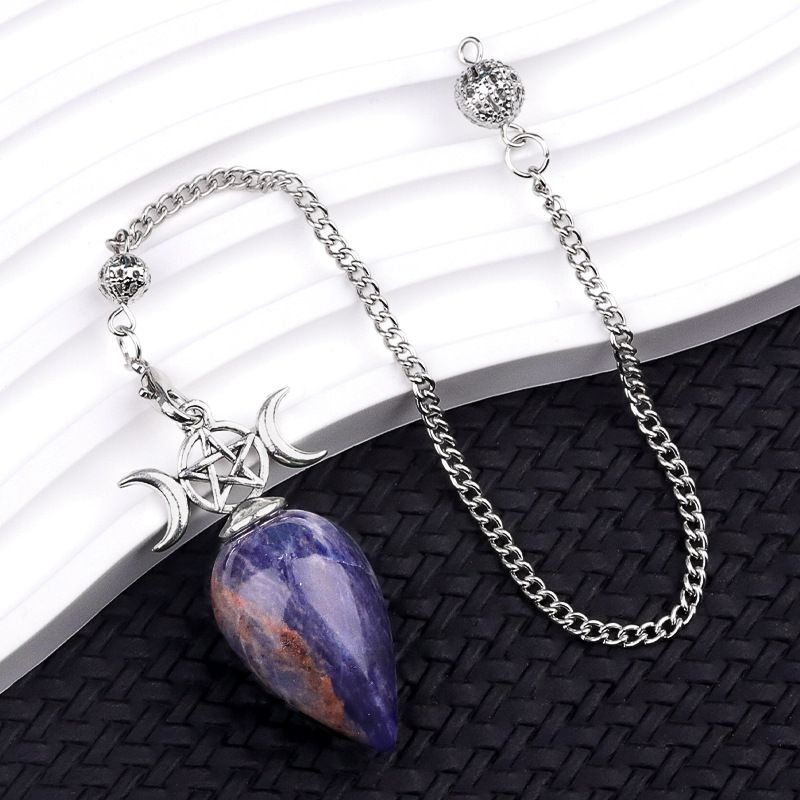 2146-Queda de água de cristal natural pingente de pêndulo da lua trifásico pingente de jóias pingente novo fabricante