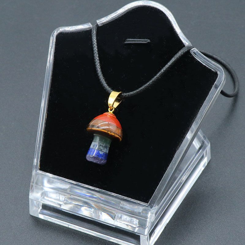 1291-Pingente de cogumelo pequeno de 2cm de pedra colorida, processo de emenda de cristal natural, ornamento de cogumelo de paisagismo de micro-paisagem