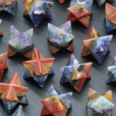 1245-Merkaba artesanato de emenda de pedra de cristal natural, Merkaba grande satélite pequeno ornamento hexagrama