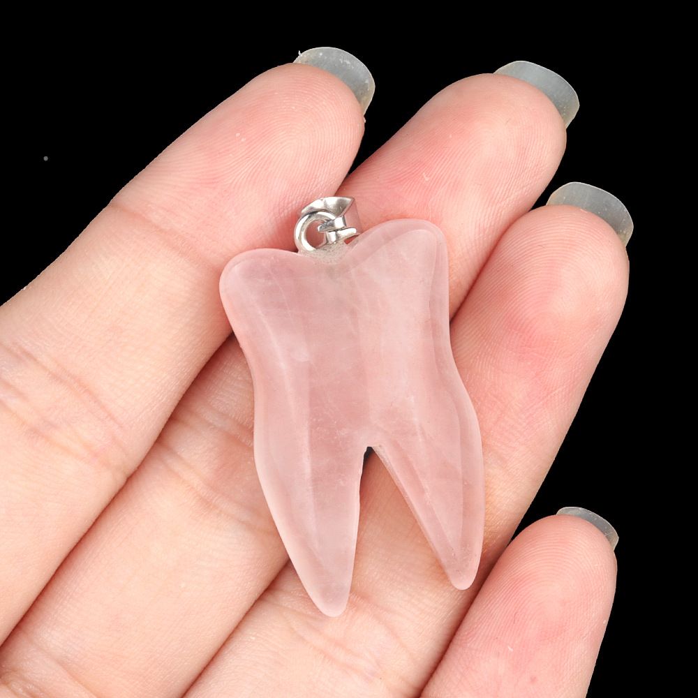 1919-32Mm pingente de dente de pedra de cristal natural de ágata colar DIY pingente de jóias material