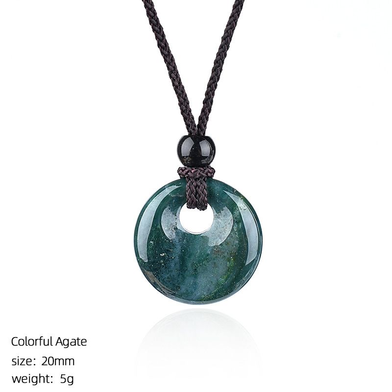 Pingente de fivela de segurança de cristal natural de 20Mm, colar de fivela de princesa redonda com grande buraco gravado em pedra selvagem, presente de Natal.