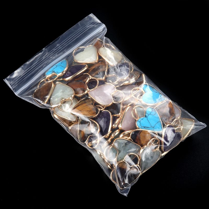 1729-18Mm pingente de bainha de amor de ametista, pingente de coração de pêssego de cristal natural colar de clavícula em forma de coração DIY