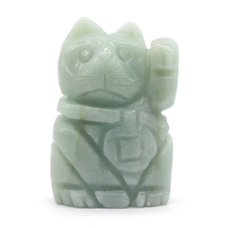 Conjunto de enfeites de escultura em jade de cristal de gato de 290-2 polegadas, artesanato em pedra preciosa em caixa de cores mistas.