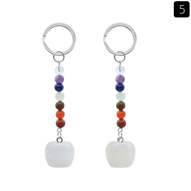 1478-Pequeno Chaveiro de Maçã Cristal Natural Pedra Colorida Pingente De Maçã De 20mm, Decoração De Véspera De Natal