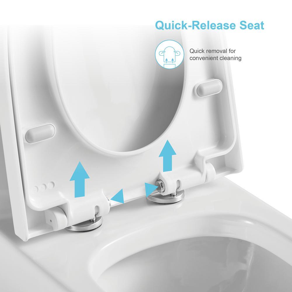1-Piece Dual Flush 1.2 GPF/0.88 GPF High Efficiency Skirted Toilet Round Bowl All-in-One Toilet in White Seat Included