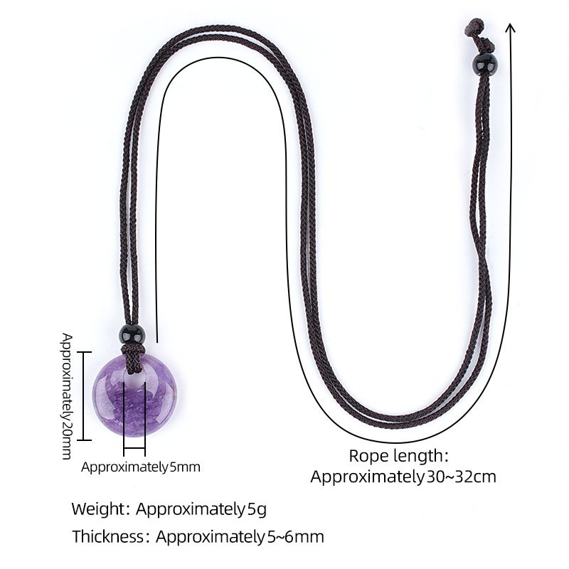 Pingente de fivela de segurança de cristal natural de 20Mm, colar de fivela de princesa redonda com grande buraco gravado em pedra selvagem, presente de Natal.