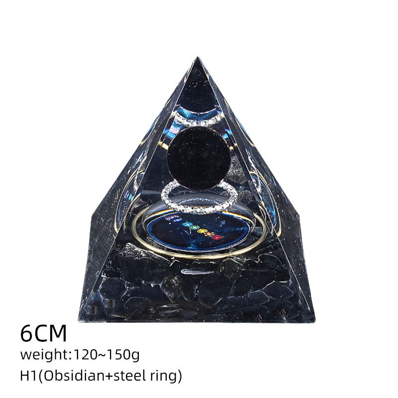 6Cm cristal bola pirâmide ornamento de mesa Chakra Yoga Meditação Resina Yoga Meditação Resina Epóxi
