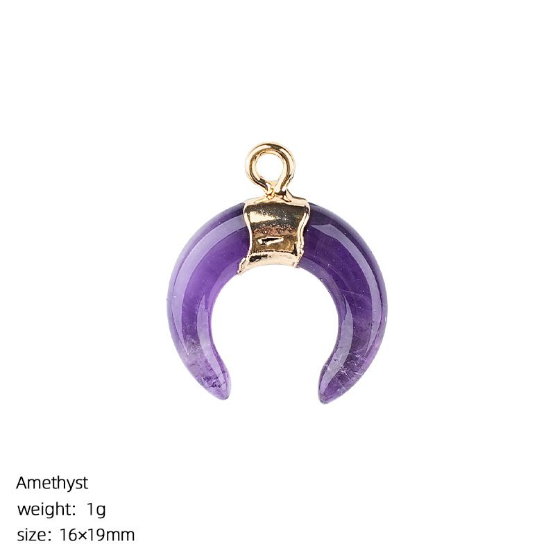 1440 Pingente de lua de cristal natural artesanal pulseira colar brincos dourados único pendurado tipo C chifre de pedra natural