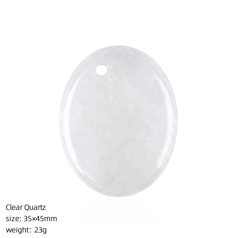 Pingente de pedra de cristal natural pingente de colar DIY 35 * 45 orifício de borda oval material de letras de pedra natural