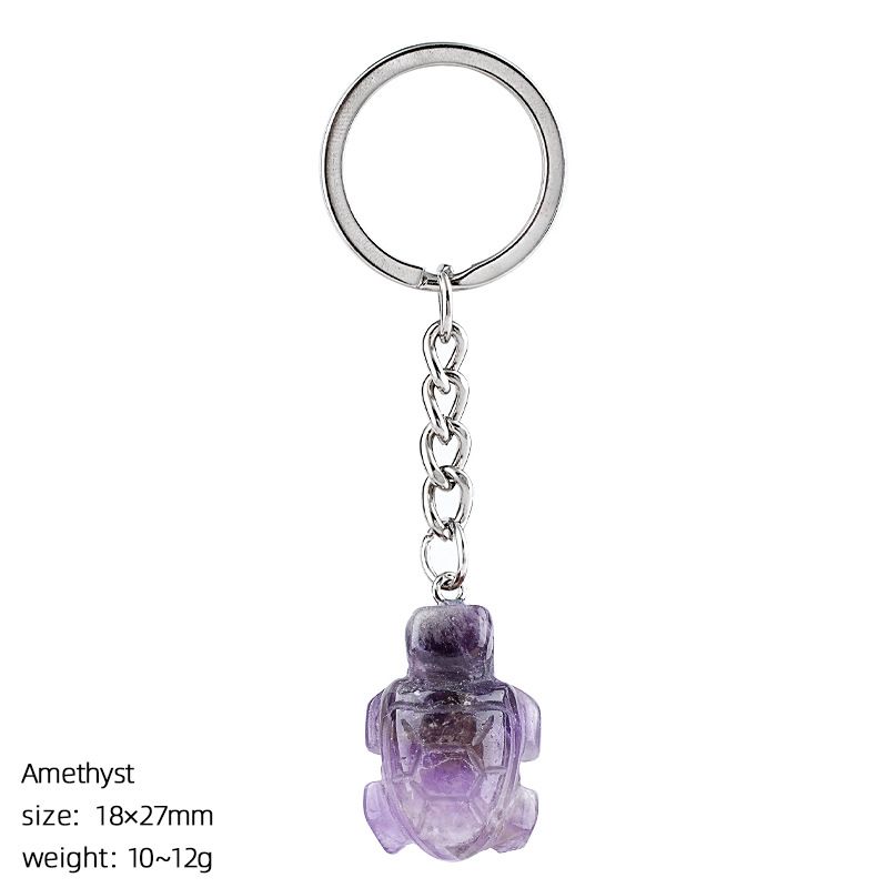 Natural cristal tartaruga chaveiro saco animal acessórios do carro pedra bruta escultura pedra semi-preciosa tartaruga pingente