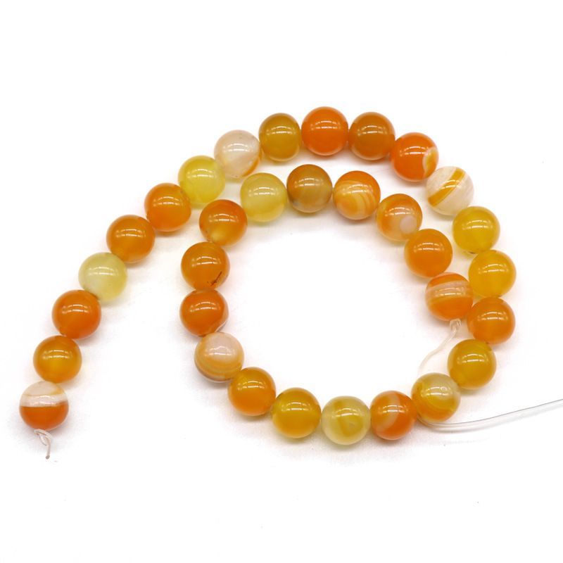 Ágata laranja listrado ágata contas redondas contas soltas DIY pulseira de contas colar acessórios de jóias trabalho em andamento atacado