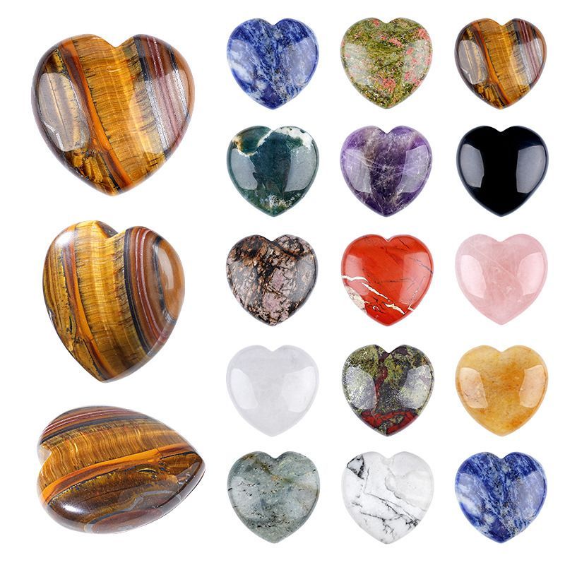 Ornamento de amor de cristal natural de 40Mm, presentes de Dia dos Namorados masculinos e femininos, joias em forma de coração de pedra natural não porosa polida com pedra áspera.