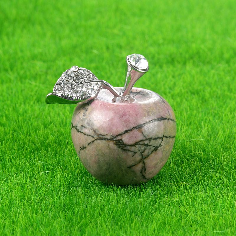 1683-Pedra de ágata de cristal maçã de 25 mm, decoração de véspera de Natal, mini enfeite de carro para casa