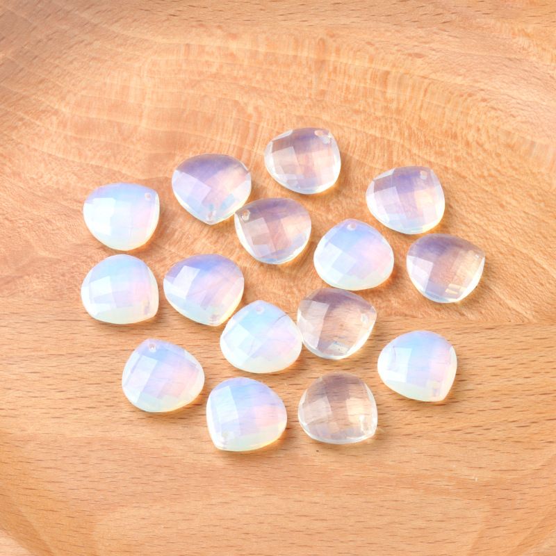 1622-Pedra de cristal natural facetada rosto pingente de gota de água triangular DIY colar brincos acessórios pingente de jóias