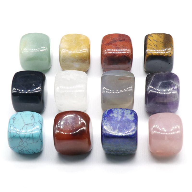 952 Pedra de ágata de cristal Cubo de Rubik irregular grande caixa quadrada de 25 mm com 12 peças de jogo de cores mistas