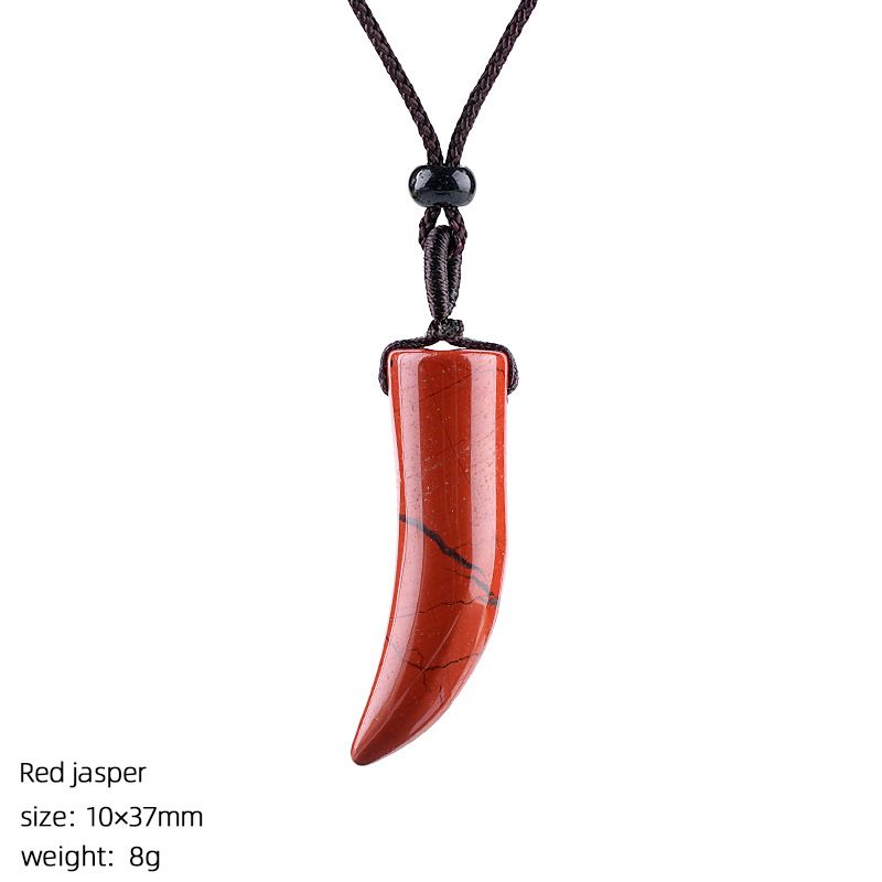 Colar de chili semiprecioso ajustável com chili de chili com chifre de cristal de cristal natural com chifre vintage unissexo