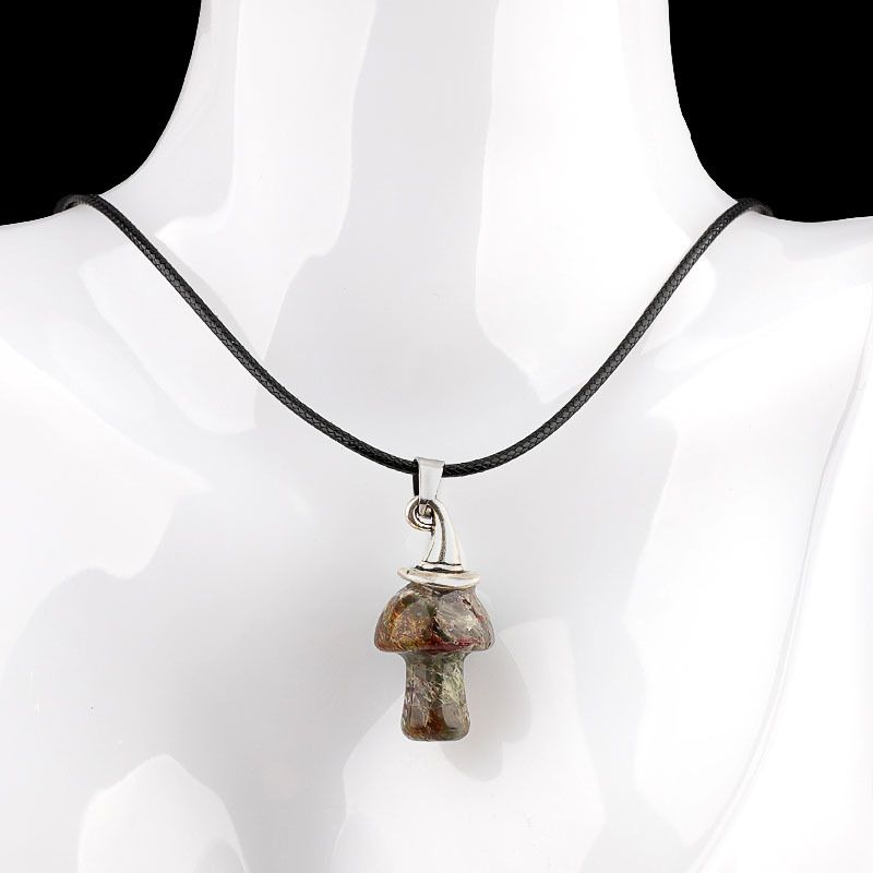 Pingente De Cogumelo De Chapéu De Bruxa De Cristal Natural