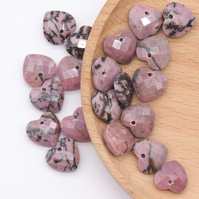 1591 um pingente de amor de corte de 12mm, pedra de cristal natural em forma de coração pulseira DIY acessórios de jóias
