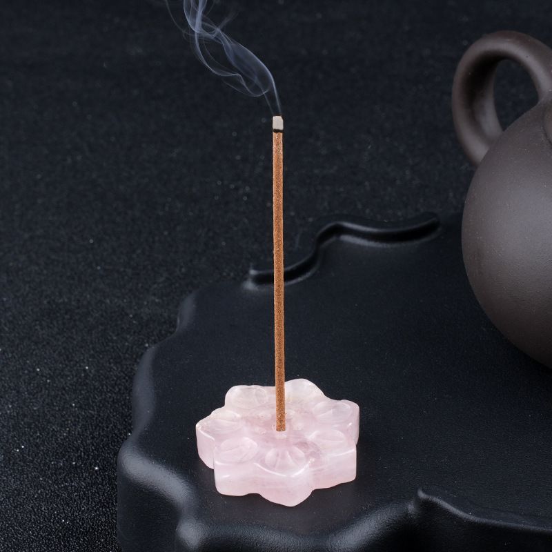 Inserção de incenso de lótus de cristal natural cabeça de pedra semipreciosa, base de suporte de incenso de arame, inserção de queimador de incenso de pedra de olho de tigre de 30 mm