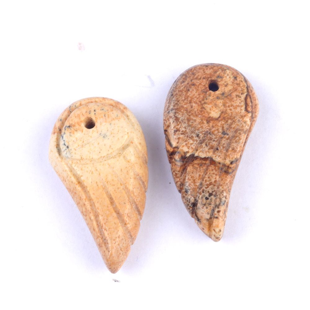1608-32Mm pingente de asa, pedra de ágata de cristal natural gravado pingente de asa DIY acessórios de jóias
