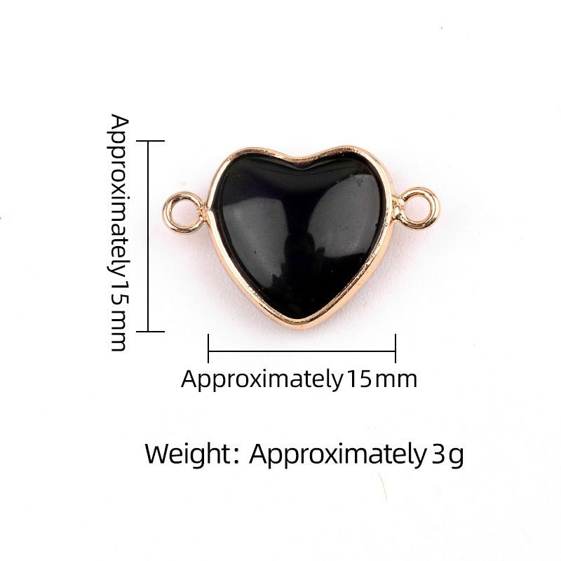 2026-15Mm conector de bainha de amor, pedra semi-preciosa natural amor duplo orifício de suspensão acessórios de jóias DIY