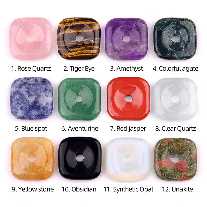 2185-30Mm de cristal de ágata fivela de segurança quadrada de pedra semipreciosa orifício grande acessórios de jóias DIY