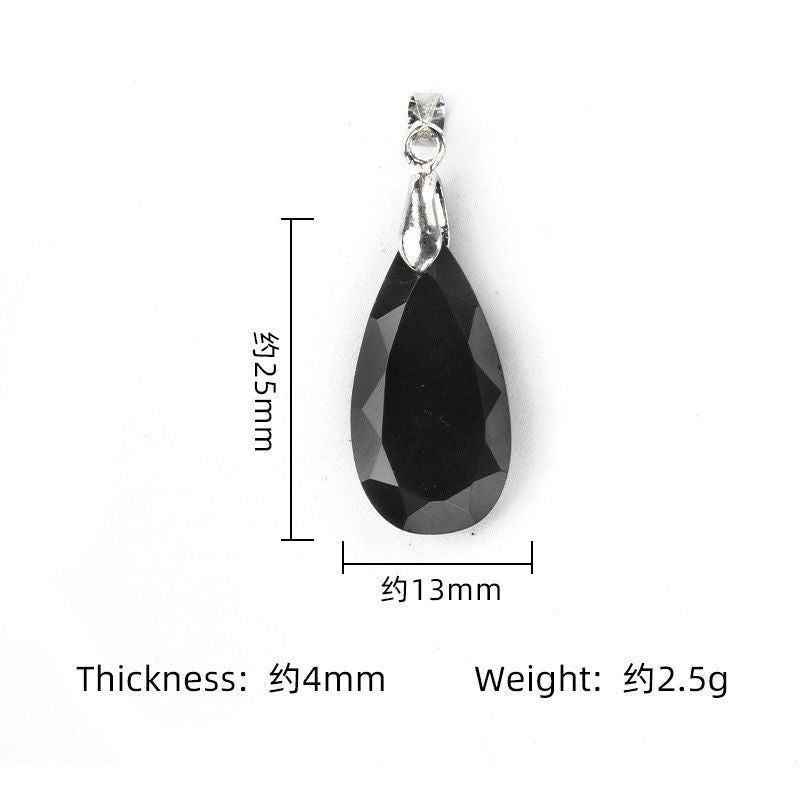 1691-Pingente de diamante com corte de pedra de cristal natural, colar de gota de água com corte de canto
