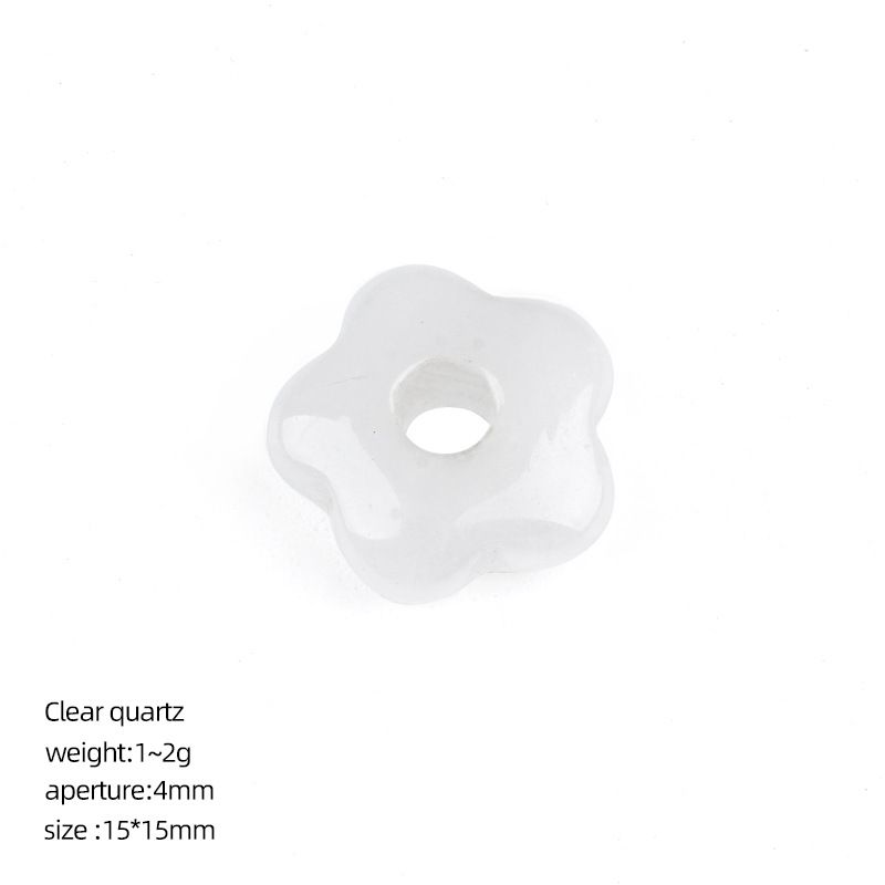 2478  15Mm buraco 4 pingente de flor de cristal natural DIY pulseira colar artesanal roupas acessórios de flor de cinco pétalas de ágata originais