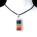 1753-Pingente de pedra colorida com corda de couro, colar de combinação de disco de ábaco de pedra de cristal colorido