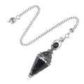Pêndulo de cristal natural Pêndulo de resina de cone hexagonal de prata antiga envolto em epóxi