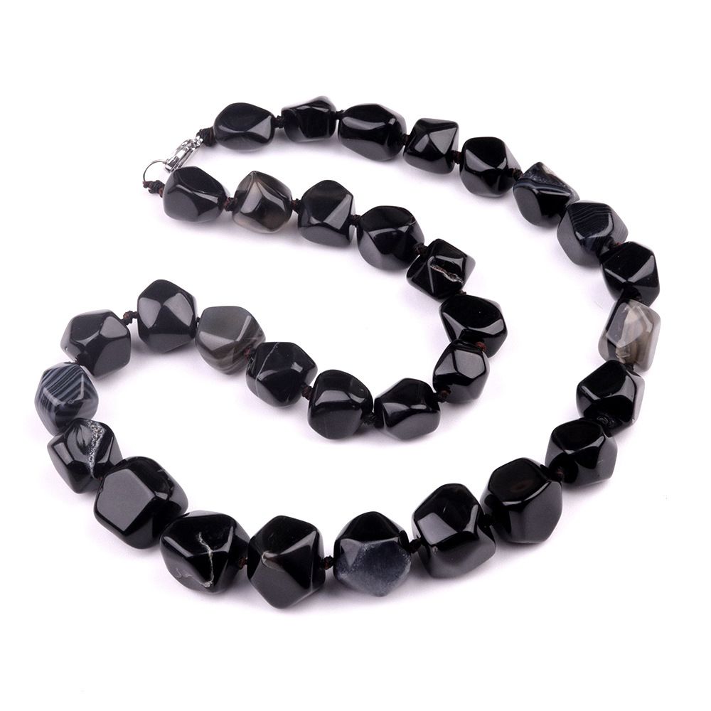 1906-Colar irregular de jade de ágata de cristal natural, pedra bruta polida e polida com colar de forma atada