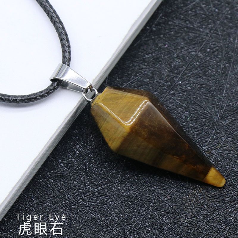 Pingente de Cristal Natural Hexagonal Cone Cônico Hexagonal Rômbolo Pêndulo eBay AliExpress Jóias