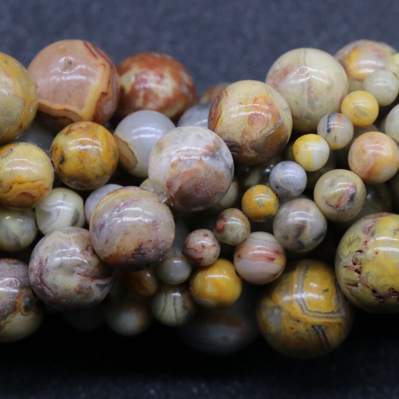 194-Crazy Lace Agate Contas redondas Grânulos soltos DIY Acessórios de jóias frisadas