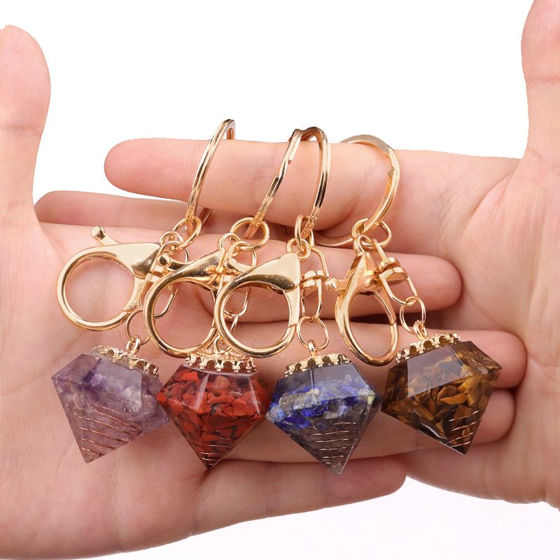 2302-Pedra de cristal natural cascalho Pingente de diamante epóxi Pingente de presente pequeno transfronteiriço