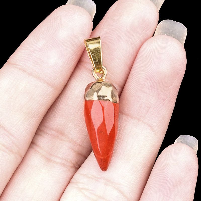 2092-Ametista ágata pedra bala cortada pingente cabeça dourada pequena pimenta DIY colar acessórios