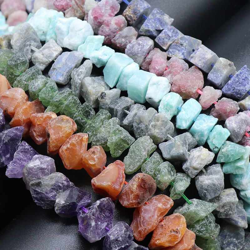 Perfuração de minério de pedra ágata de cristal fluorita, minério de lã com acessórios irregulares de contas soltas DIY