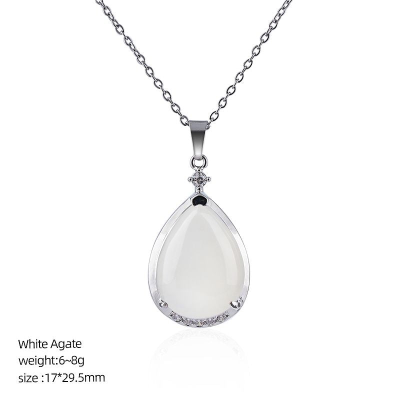 Pingente de gota de água de cristal natural popular com corrente de clavícula incrustada de cobre diamante colar de gota de água de ametista natural