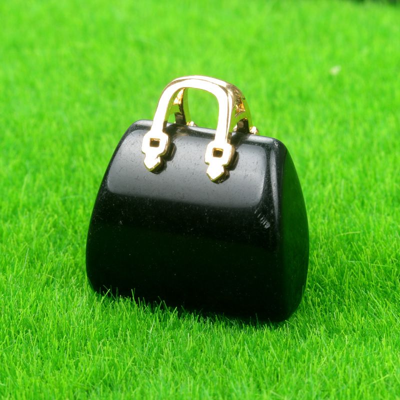 1710-Mini bolsa de pedra de cristal natural, pingente de ametista ins decoração de cristal em pó de vento criatividade