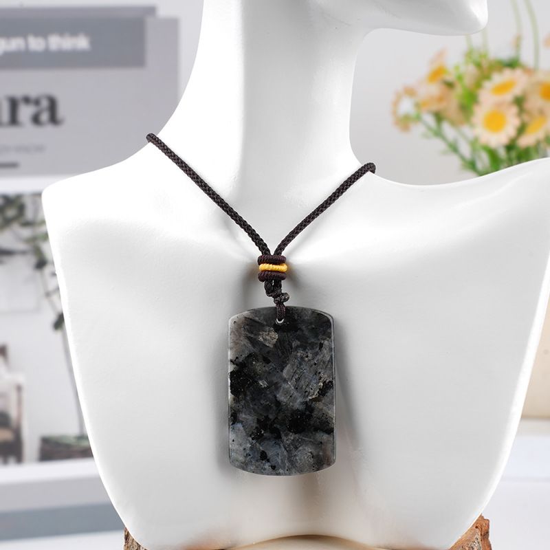 Pingente de marca retangular de jade de cristal natural seguro colar de jóias estilo chinês local cênico atacado