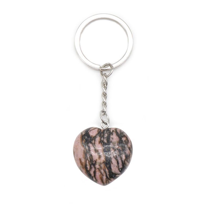 Pedra de ágata de cristal natural 30mm chaveiro do amor, pingente em forma de coração DIY caixa de presente acessórios de jóias