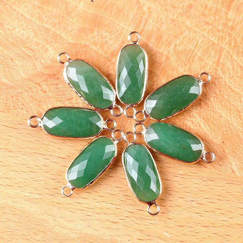 1636-Cristal Natural Oval Corte Duplo Pingente De Buraco Duplo Diy Acessórios Colar Brincos Acessórios Conector