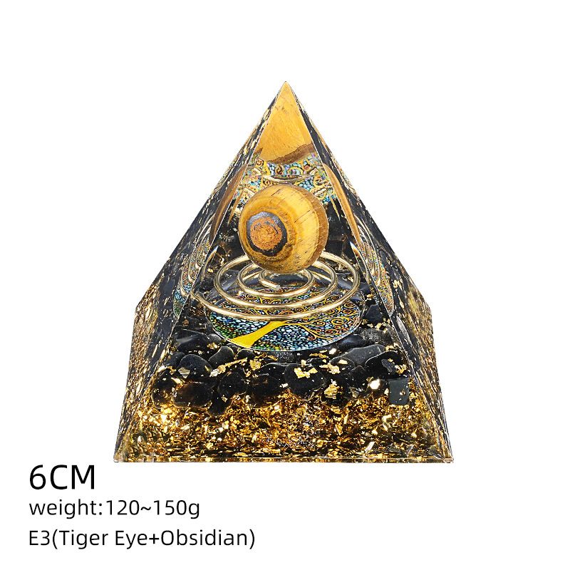 6Cm cristal bola pirâmide ornamento de mesa Chakra Yoga Meditação Resina Yoga Meditação Resina Epóxi