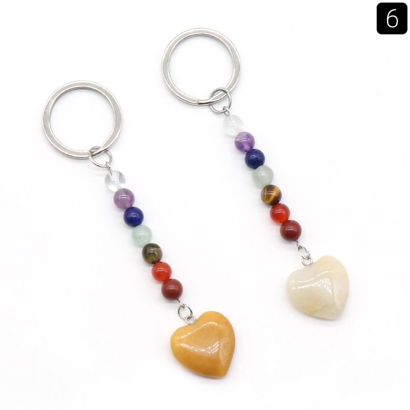 1471-Pingente de chaveiro de amor de pedra colorida de cristal natural, jóias e pingente de bagagem DIY chaveiro.