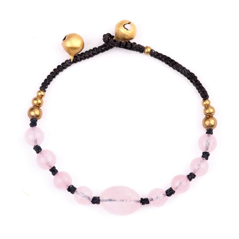2048-Pulseira trançada de sino de cobre de ametista natural, pedra de olho de tigre em pó de cristal Dongling pulseira oval de jade.
