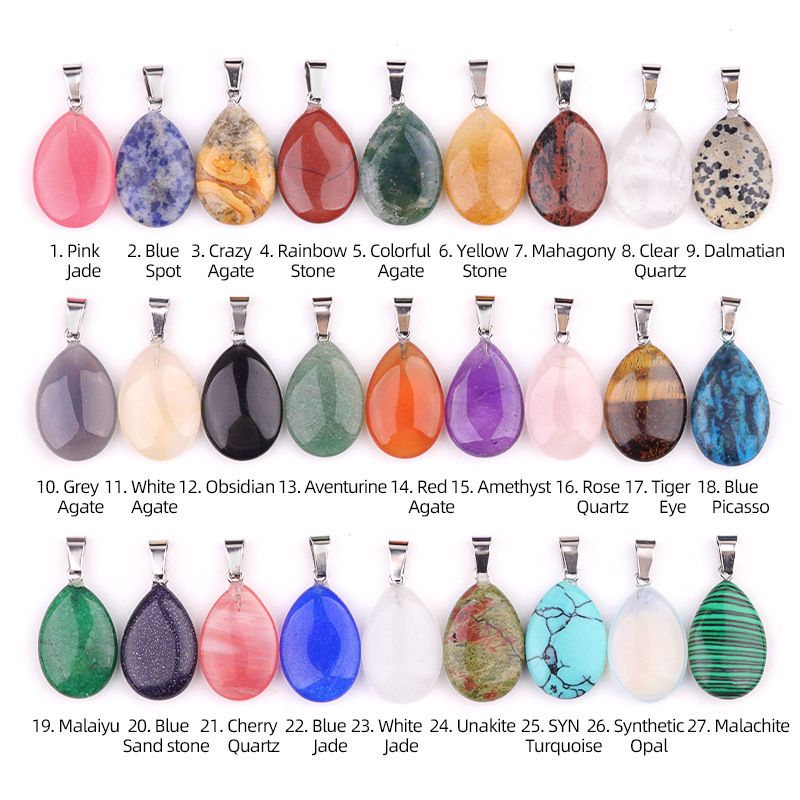 1743-16X24mm pedra de cristal natural ágata pingente de gota de água plana, pingente de pedra DIY acessórios de jóias
