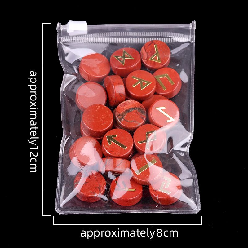 1662-Runes Natural Crystal Agate Luhn Rune Disc Set, Nordic Germanic 25 peças por pacote